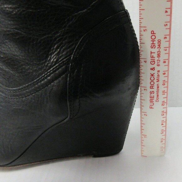 FRYE Regina Covered Wedge Boot Womens Size 6 Western Black Leather Ankle Bootie - Picture 8 of 12